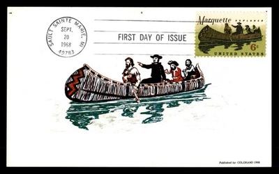 Mayfairstamps US FDC 1968 Michigan Marquette explorer 6 cent stamp aau_58401 - Image 1 of 2