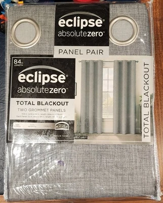 Eclipse Monty Grommet Top Blackout Curtain Panels (2) – Grey– 52”W x 84”L - Image 1 of 4