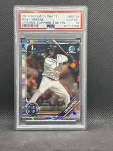 🔥💎🔥 RILEY GREENE 2019 1st Bowman Draft Chrome Sapphire Edition PSA 10 🔥💎🔥 - Picture 1 of 2