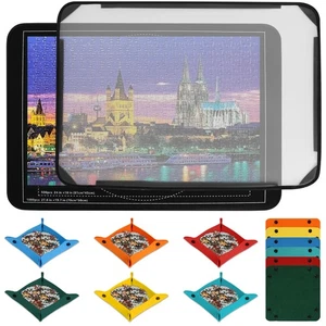 32"x22" Felt Jigsaw Puzzle Board 1000 Pieces Storage w/ 6 Sorting Trays & Cover - Picture 1 of 15