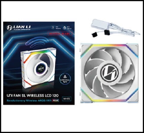 Lian Li UNI FAN SL Wireless LCD 120 Reverse Blade Single Pack White 12RSLLCD1W1W - Image 1 of 1