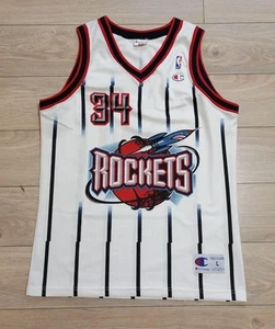 CHAMPION RETRO JERSEY SHIRT TRIKOT NBA HOUSTON ROCKETS USA L SIZE OLAJUWON  - Picture 1 of 8