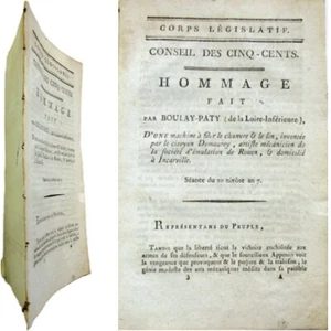 Boulay-Paty machine à filer chanvre lin 1799 Corps législatif Conseil Cinq-Cents - Imagen 1 de 8
