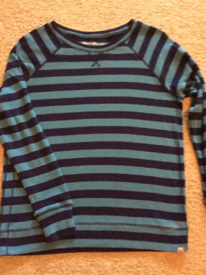 女士 Eddie Bauer 条纹运动衫 M 蓝色/海军蓝棉质涤纶针织 — 第 1/3 张图片