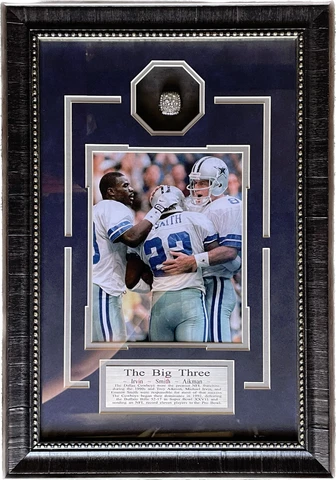 The Big Three Triplets Dallas Cowboys NFL Framed w/ Replica Champ Ring 23x16x2.5 Cover
