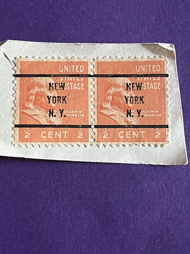 vintage us postage stamps used. New York Pre Cancel . Errors In perforation. - Image 1 of 2