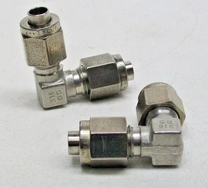 2 TYLOK CBC-LOK STAINLESS DOUBLE FERRULE 90 ELBOW COMPRESSION 3/16" OD TUBE KB - Picture 1 of 7