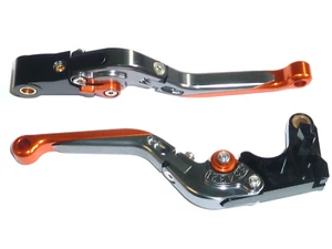 KTM 990 DUKE 2024-2025 BRAKE AND CLUTCH GREY ORANGE FOLDING EXTENDING LEVERS - Picture 1 of 11