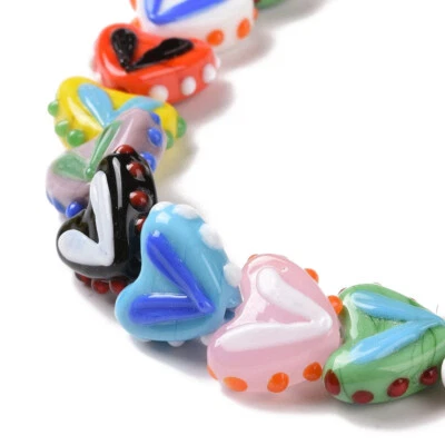 Glasperlen Lampwork  Glas Perlen Herz Mix 17mm 5 Stück - Bild 1 von 2
