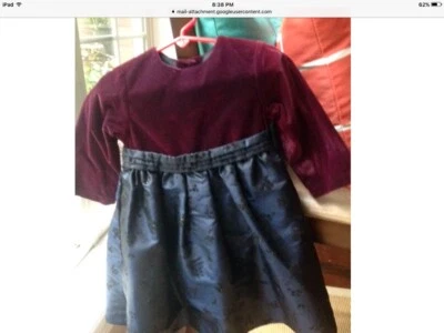 Бургундское/темно-синее рождественское/вечериночное платье, размер 24 месяца, от Green Dog, новое состояние. - Изображение 1 из 4