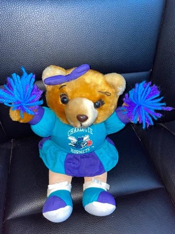 VINTAGE NBA Cheerleader Bear Plush blue/purple/brown Charlotte Hornets   11'' Cover