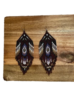 Pendientes Tribales Nativos Grandes Boho Americanos Semilla Cuentas Hecho a Mano Pendiente Foto 1 de 2