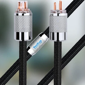 10 AWG HiFi Audio Power Cable US EU Schuko OFC Power Cord with Carbon Fiber Plug - Picture 1 of 4