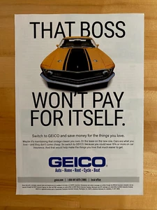 2018 Original Print Ad Geico Insurance Ford Mustang Boss - Picture 1 of 1
