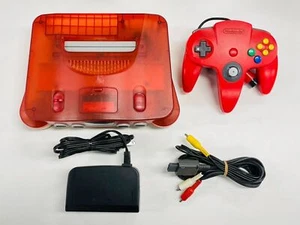 Nintend N64 NINTENDO 64 Clear Red Console w/Controller Tested Used - Picture 1 of 9