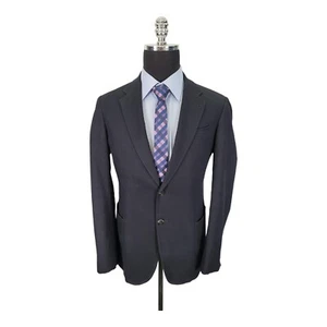 ARMANI COLLEZIONI Mens 40R (US) Blazer Jacket Solid Black Cotton/Elastane - Picture 1 of 11