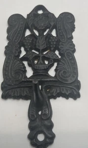 Vintage Cast Iron Black Wall Hook Floral - Picture 1 of 4