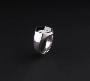 Anillo Cubo de Plata Esterlina Art Deco GEORG JENSEN con Esmalte # 596B. 3560360. NUEVO - Imagen 1 de 7