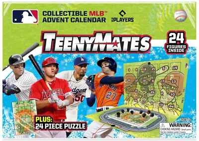 PARTY ANIMAL SEALED 2024 MLB TEENYMATES ADVENT CALENDAR 24 FIGURES + FIELD PUZZLE WITH SANTA!