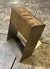 Global 5 Slot Bamboo and Stainless Steel Knife Block Made in Japan Used