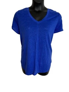 Tahari 1X Blue Knit Linen Boho Top Shirt Blouse Tunic Short Sleeve NWT E335 - Picture 1 of 7