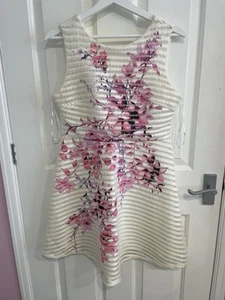 Lipsy London dress size 12 Cream With Pink Floral Pattern - Wedding / races - Picture 1 of 5