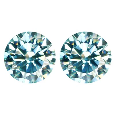 1.48ct IF 2 Pcs Lot Brilliant Round Diamond Cut 6.5 MM Bluish White Moissanite - Image 1 of 4
