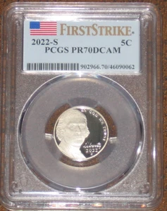 2022 S Proof Jefferson Nickel PCGS grade PR70 DCAM 5c Rare TOP POP First Strike - Picture 1 of 2