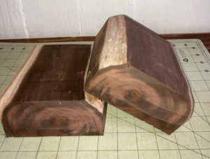 Two Blocks Piece Hawaiian Milo Wood~ 5 1/4" x 5 1/2" x 2 1/2" (#861) - Picture 1 of 4