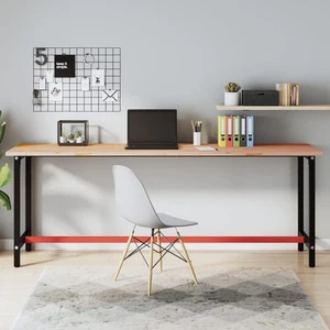 Werkbank 220x55x81,5 Cm Massivholz Buche Und Metall Arbeitsplatz Heimarbeit - Bild 1 von 9