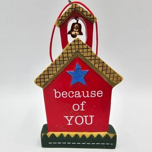 Schoolhouse Ornament Because of You Teacher Gift - Picture 1 of 7