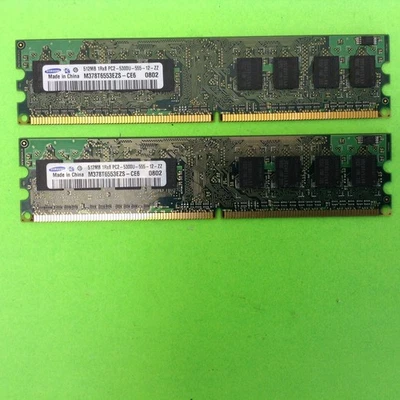 Set of (2) Samsung M378T6553EZS-CE6 512MB (1GB Total) DDR2 PC2-5300U RAM Memory - Image 1 of 3