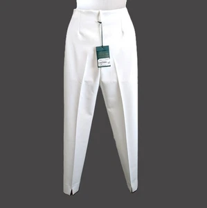 Berwich Italien Damenhose weiß Anzughose Größe 6 neu mit Etikett $ 295 Luxus Knöchel vorne flach - Bild 1 von 22