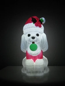 Holiday Time Poodle in Santa Hat 11" Lighted LED Tabletop Blow Mold NWOT - Picture 1 of 9