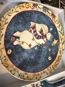 Christmas Angel Snowman WITH Holiday Lights 10-1/2” Cake Plate & Server NIB - Picture 1 of 4