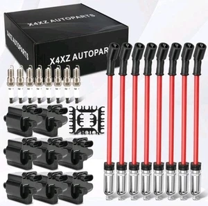 Paquete de bobinas de encendido UF271, bujías de iridio, cables de bujía de 10,2 mm para Chev - Imagen 1 de 7