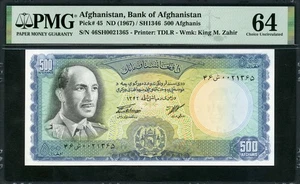 Afganistán 1967 500 Afghanis P45 PMG 64 UNC - Imagen 1 de 2