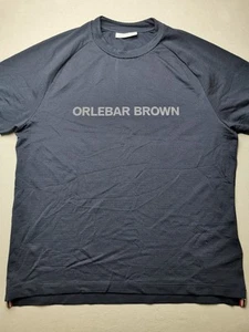 ORLEBAR BROWN Men Size L Lothian Navy Blue Casual T-Shirt VGC Textured Logo Trim - Picture 1 of 16