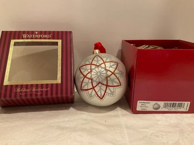 Waterford *Adorno de bola Starburst #153811 reliquias navideñas rojo plata caja original Foto 1 de 4
