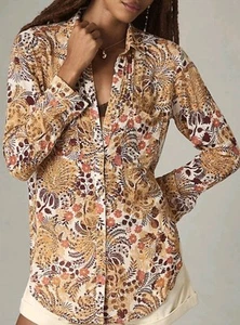 Ladies Pilcro By Anthropologie Romy Button Up Blouse Cottagecore Overshirt LRG - Picture 1 of 11