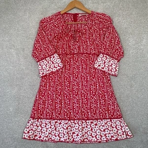 White Stuff Red And White Floral Tunic 3/4 Sleeves Women’s Size Uk10 Mini Dress - Picture 1 of 10