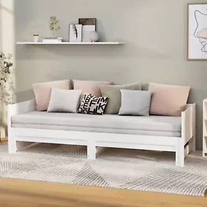 Pull-out Day Bed White Solid Wood Pine 2x(92x187) I0N7 - Picture 1 of 12