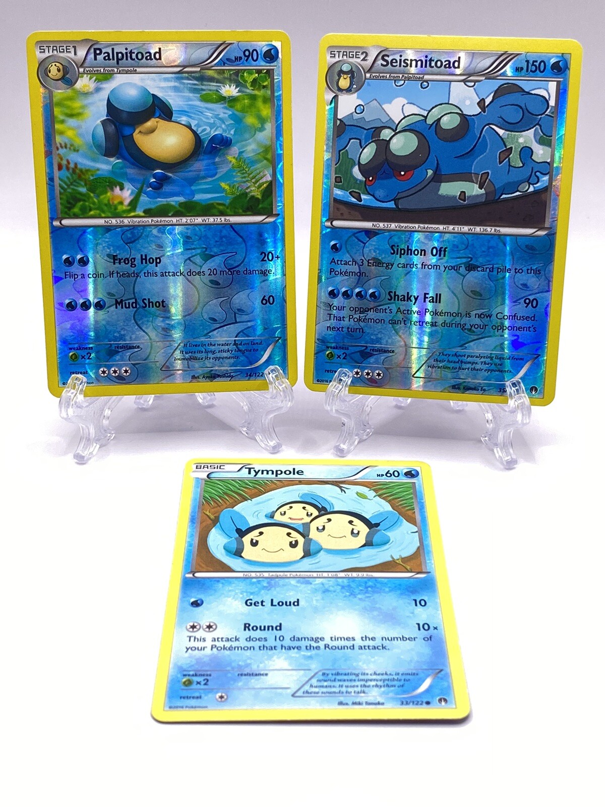 Pokémon TCG Seismitoad 35/122, Palpitoad 34/122 BREAKPoint Reverse Holo Rare LP