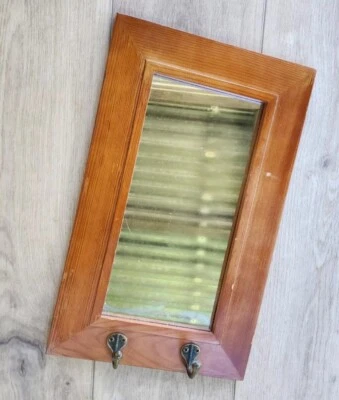 Dublin Pub 15.5 x 9.75 in Oak Mirror with 2 Metal Hooks - Image 1 of 2
