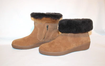 FitFlop Skatebootie каштановый коричневый замши лодыжки ботинки женщин 9 стриженный мех верхний край - Изображение 1 из 4