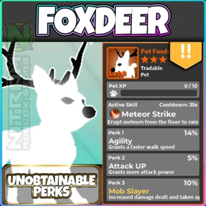 Roblox World Zero - WHITE FOXDEER - ATT 5 ·!! AGI 14!! · MOB 10 - METEORITO - Imagen 1 de 1