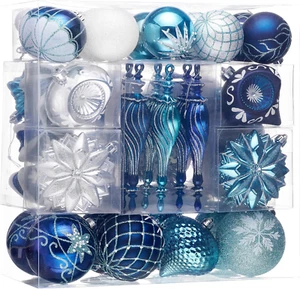 Ornaments for Christmas Trees, 130Ct Navy Blue and Silver Shatterproof Christmas - Picture 1 of 6
