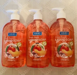 Lucky Super Soft Balanced Hand Soap Liquid FRESH PEACH 3 Total 14 fl oz Each - Picture 1 of 2