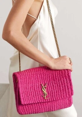 NUEVO Bolso Bandolera Saint Laurent ﻿YSL Mediano Kate Rafia Oro Rosa $2850 Foto 1 de 4