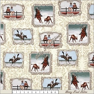 MICHAEL MILLER "ROUND UP" COWBOY UP CX6753D WESTERN HORSES FABRIC (SELECT SIZE) - Picture 1 of 2